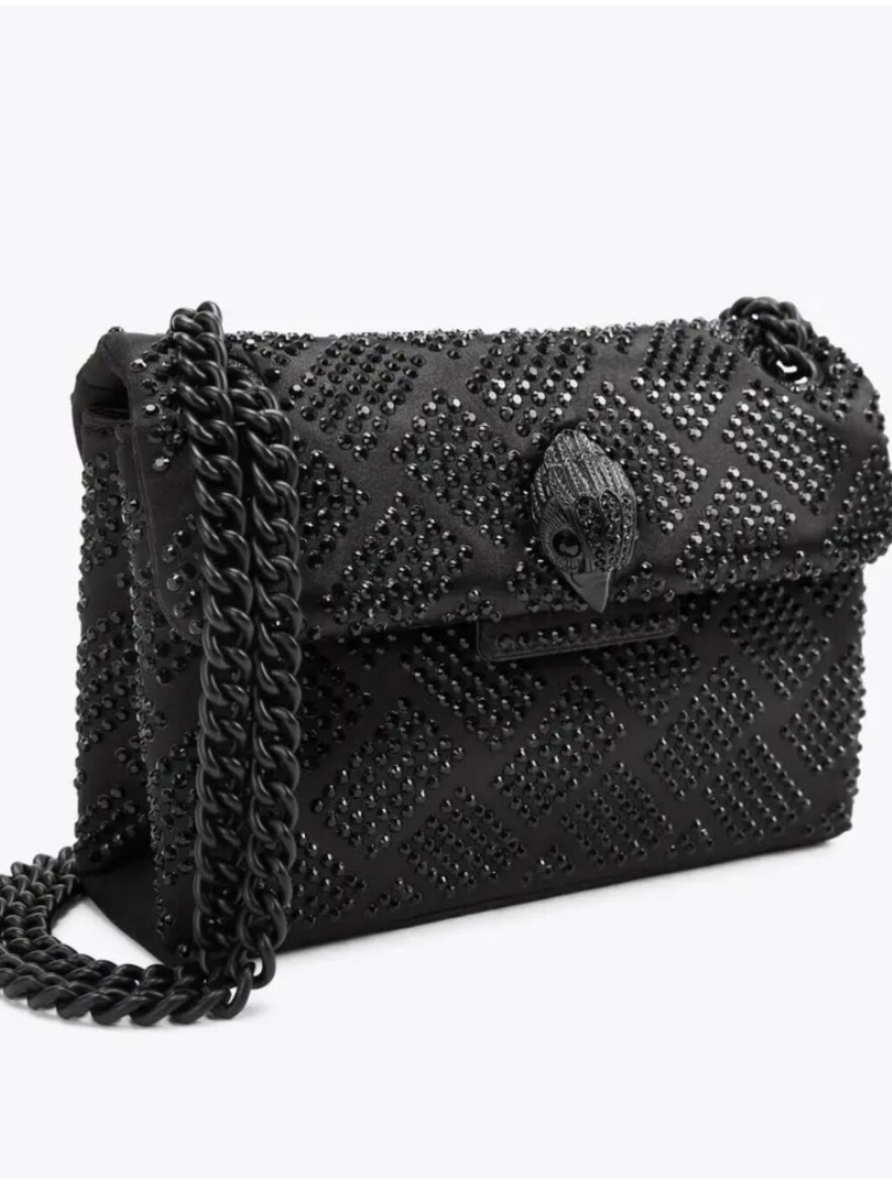 Kurt Geiger LondonMini Crystal Kensington Black Embellished Satin Crossbody Bag